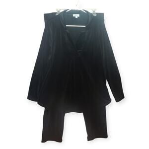 Kim Rogers Velour 2-Piece Set | Black Size L Preppy Travel Wear Tracksuit Vibes